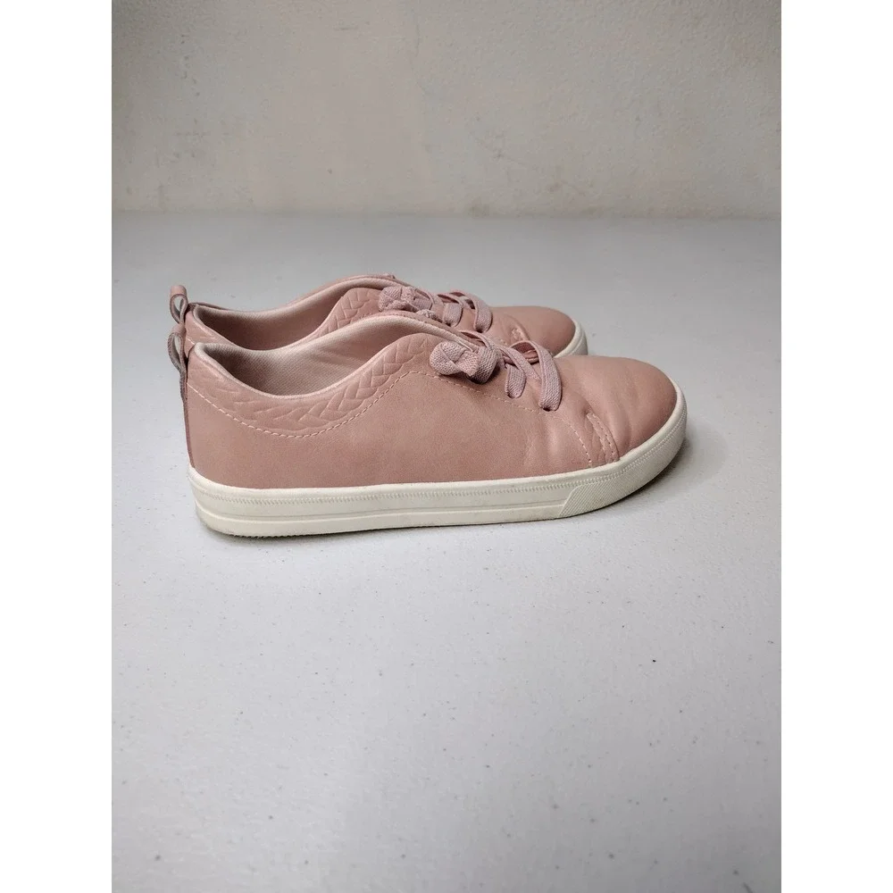 OshKosh B'gosh Girls Pink Faux Leather Slip On Sneakers Size 13M Braided Detail